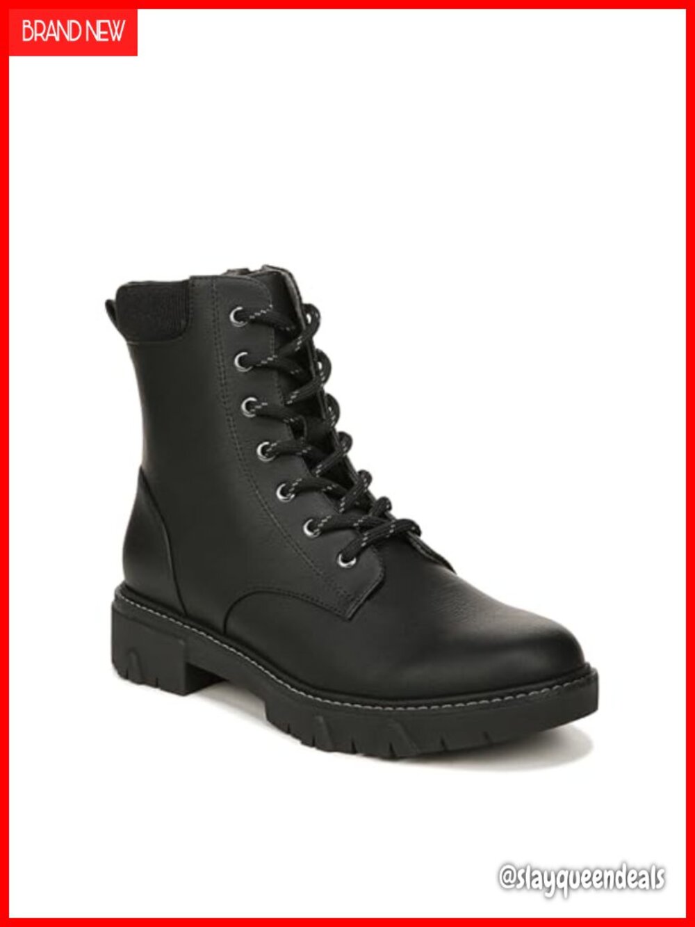 Faux Leather Mid Calf Boots Lace Up Block Heel Comfort